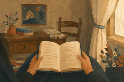 Open Book in Quiet Study Hands