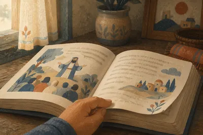 Open Book in Quiet Study Light