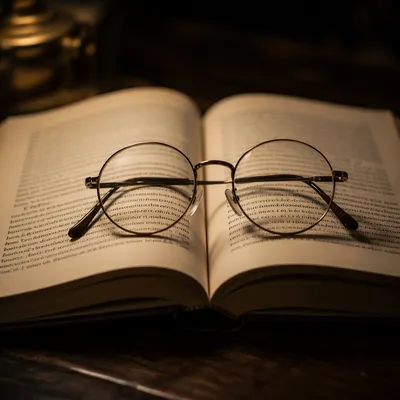 Open Study Book with Reading Glasses