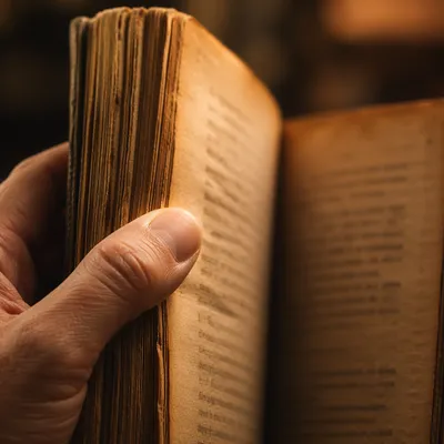 Warm Close Up of Open Old Book