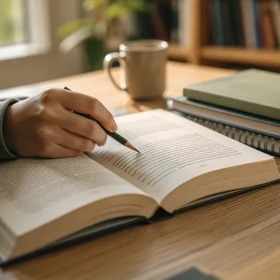 Open Book Reading Close Up Desk
