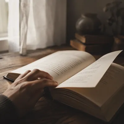 Open Book in Quiet Study Light