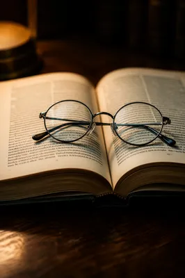 Open Study Book With Reading Glasses