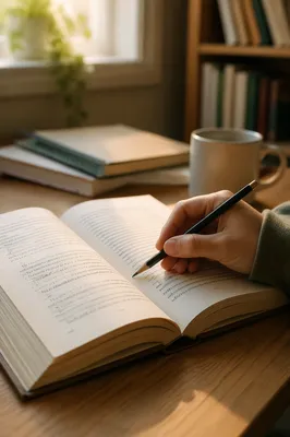 Open Book Study Desk Close Up