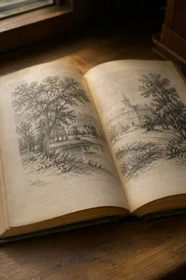 Open Vintage Educational Book Close Up
