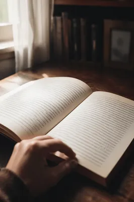 Quiet Open Book Reading Close Up