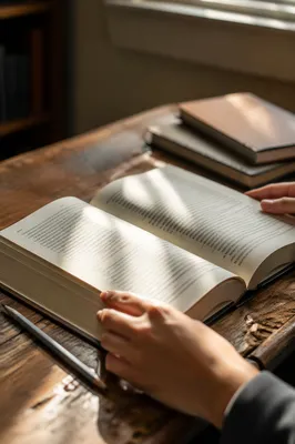 Open Study Book in Morning Light