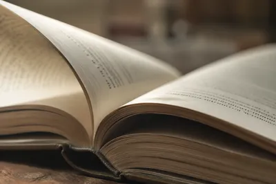 Open Book Pages in Warm Window Light