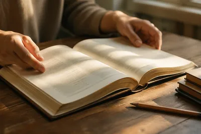 Open Study Book in Morning Light