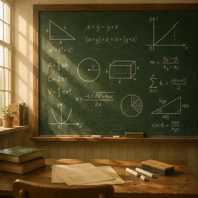 Vintage Chalkboard with Handwritten Math Equations