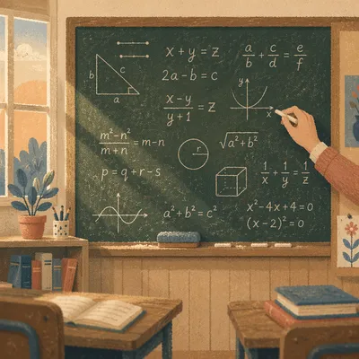 Classic Chalkboard Math Lesson Scene