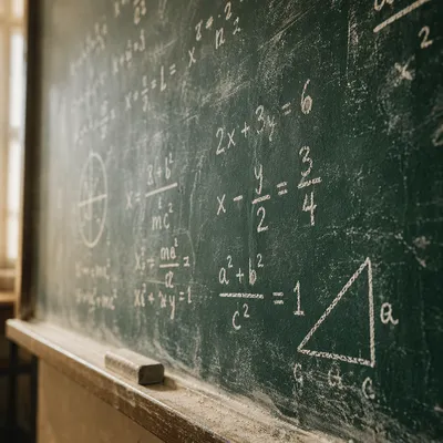 Vintage Chalkboard with Handwritten Math Equations