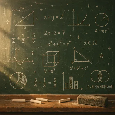 Classic Chalkboard with Handwritten Math Equations