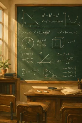 Vintage Chalkboard with Handwritten Math Equations