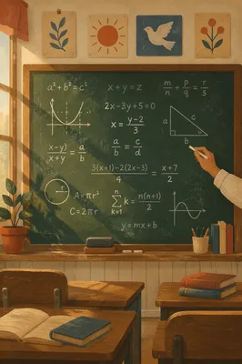 Classic Chalkboard Math Lesson Scene