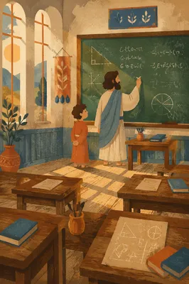 Classic Chalkboard Math Classroom Scene