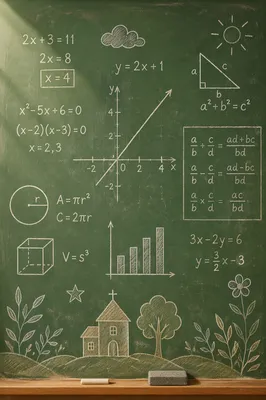 Classic Chalkboard with Handwritten Math Equations