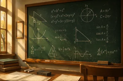 Vintage Chalkboard with Handwritten Math Equations