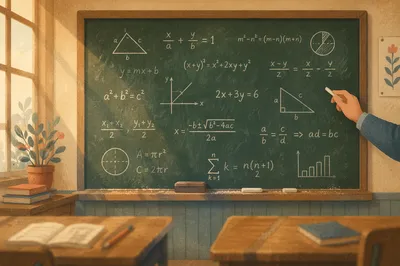 Classic Chalkboard Math Lesson Scene