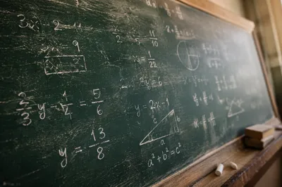 Vintage Chalkboard with Handwritten Math Equations
