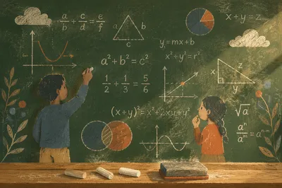 Classic Chalkboard with Handwritten Math Equations