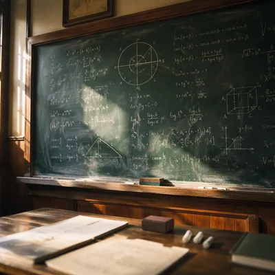 Vintage Chalkboard with Handwritten Math Equations