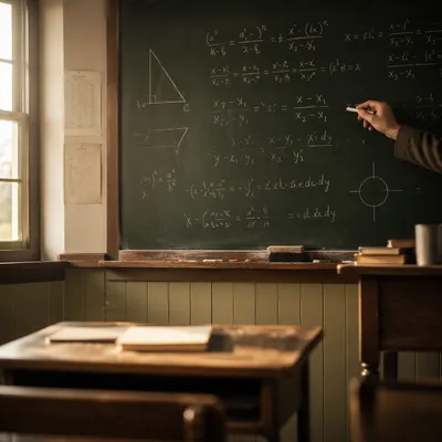 Classic Chalkboard Math Classroom Scene