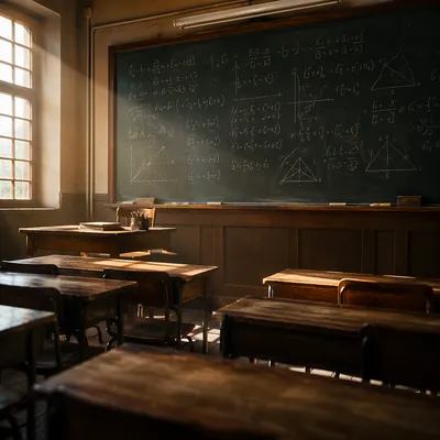 Classic Chalkboard Math Classroom Scene