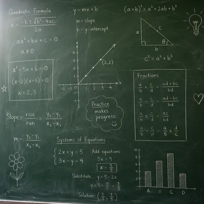 Classic Chalkboard Filled with Math Equations