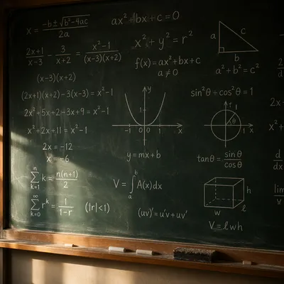 Classic Chalkboard with Handwritten Math Equations