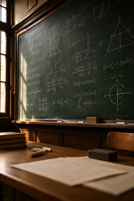 Vintage Chalkboard with Handwritten Math Equations