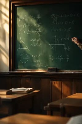 Classic Chalkboard with Handwritten Math Equations