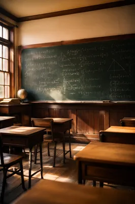 Classic Chalkboard Math Classroom Scene