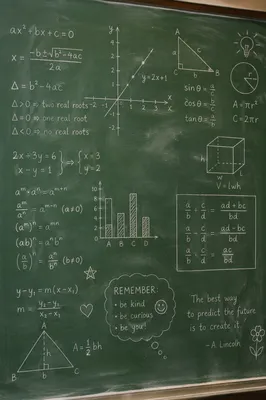 Classic Chalkboard with Handwritten Math Equations