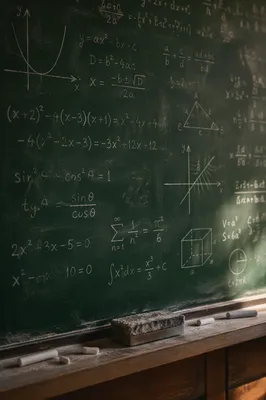Classic Chalkboard with Handwritten Math Equations