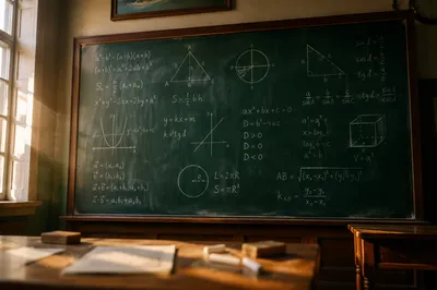Vintage Chalkboard with Handwritten Math Equations
