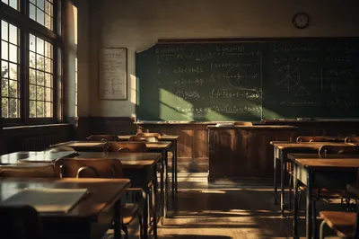 Classic Chalkboard Math Classroom Scene