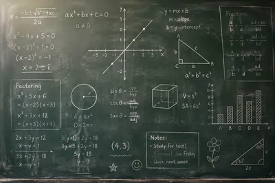 Classic Chalkboard with Handwritten Math Equations