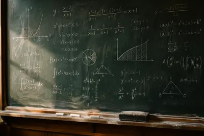 Classic Chalkboard Filled with Math Equations