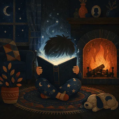 Child Reading by Magical Bedtime Glow