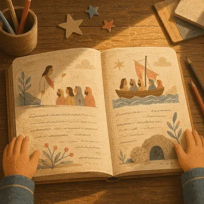Child Reading Book With Wonder