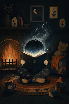 Child Reading by Magical Bedtime Glow