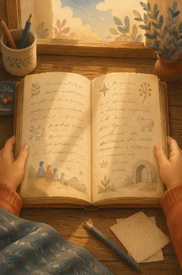 Child Reading Old Book in Warm Wonder
