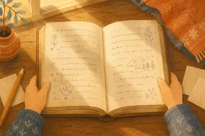 Child Reading Old Book in Warm Wonder