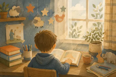 Child Reading in a Cozy Wonder Nook