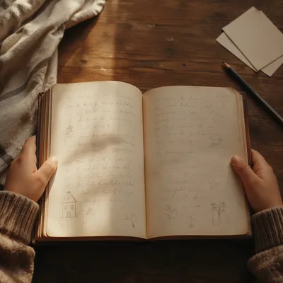 Child Reading Old Book in Warm Wonder