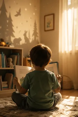 Child Reading in Cozy Wonder Nook