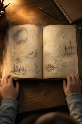 Child Hands Exploring a Magical Storybook