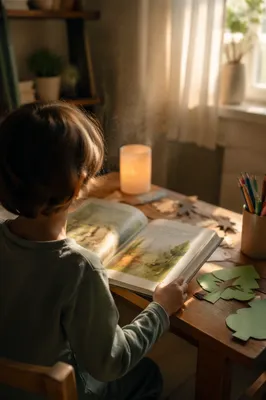 Child Reading in Cozy Morning Classroom