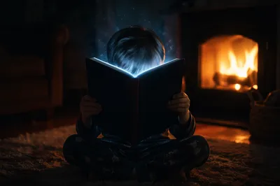 Child Reading by Magical Bedtime Glow